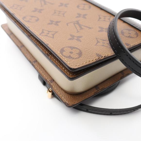 Louis Vuitton Book Wallet Shoulder Bag Leather Monogram Reverse Brown - Picture 5 of 6